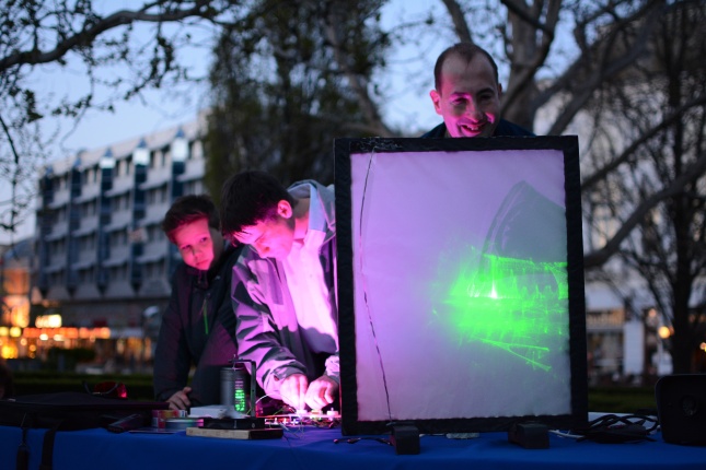 Lézershow a Kossuth téren