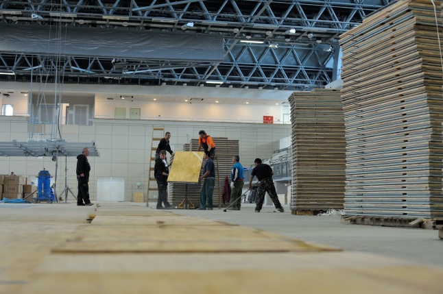 Munkálatok a sportcsarnokban