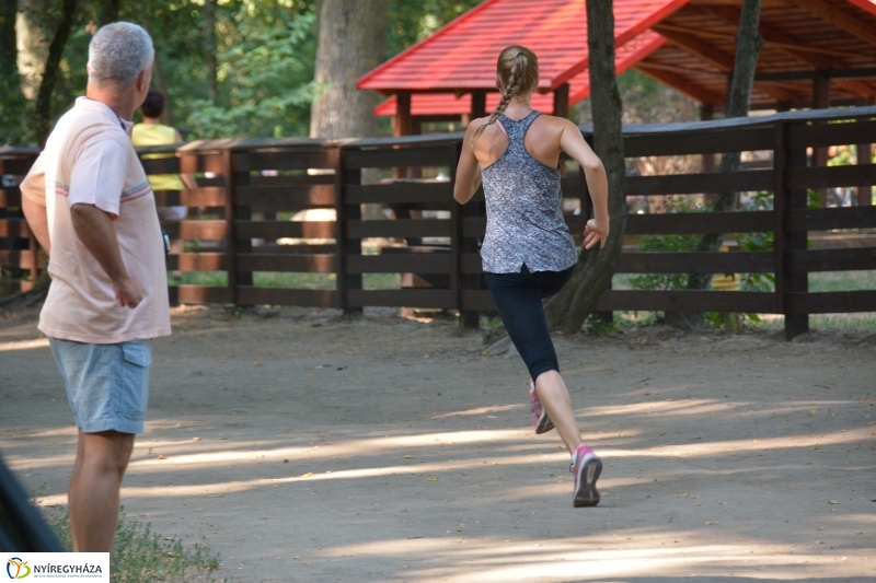 Röplabda edzés az erdei tornapályán
