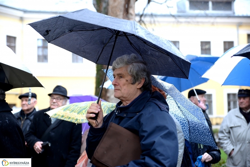 Koszorúzás Dienes István emléktáblája előtt