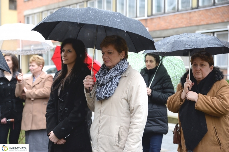 Koszorúzás Dienes István emléktáblája előtt