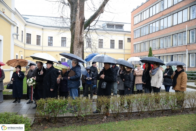 Koszorúzás Dienes István emléktáblája előtt
