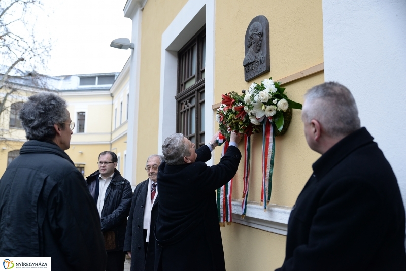 Koszorúzás Dienes István emléktáblája előtt