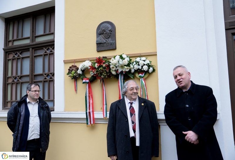 Koszorúzás Dienes István emléktáblája előtt