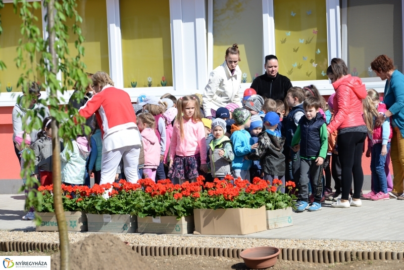 Faültetés, virágosítás az Eszterlánc óvodában