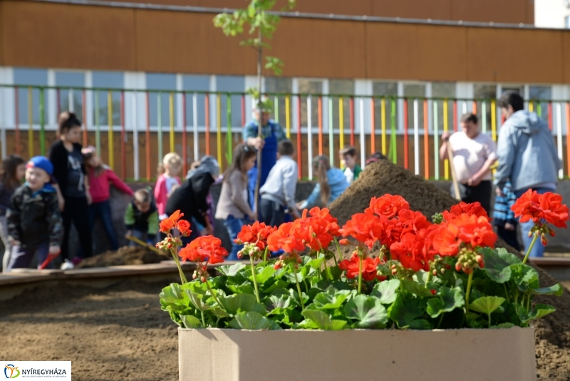 Faültetés, virágosítás az Eszterlánc óvodában