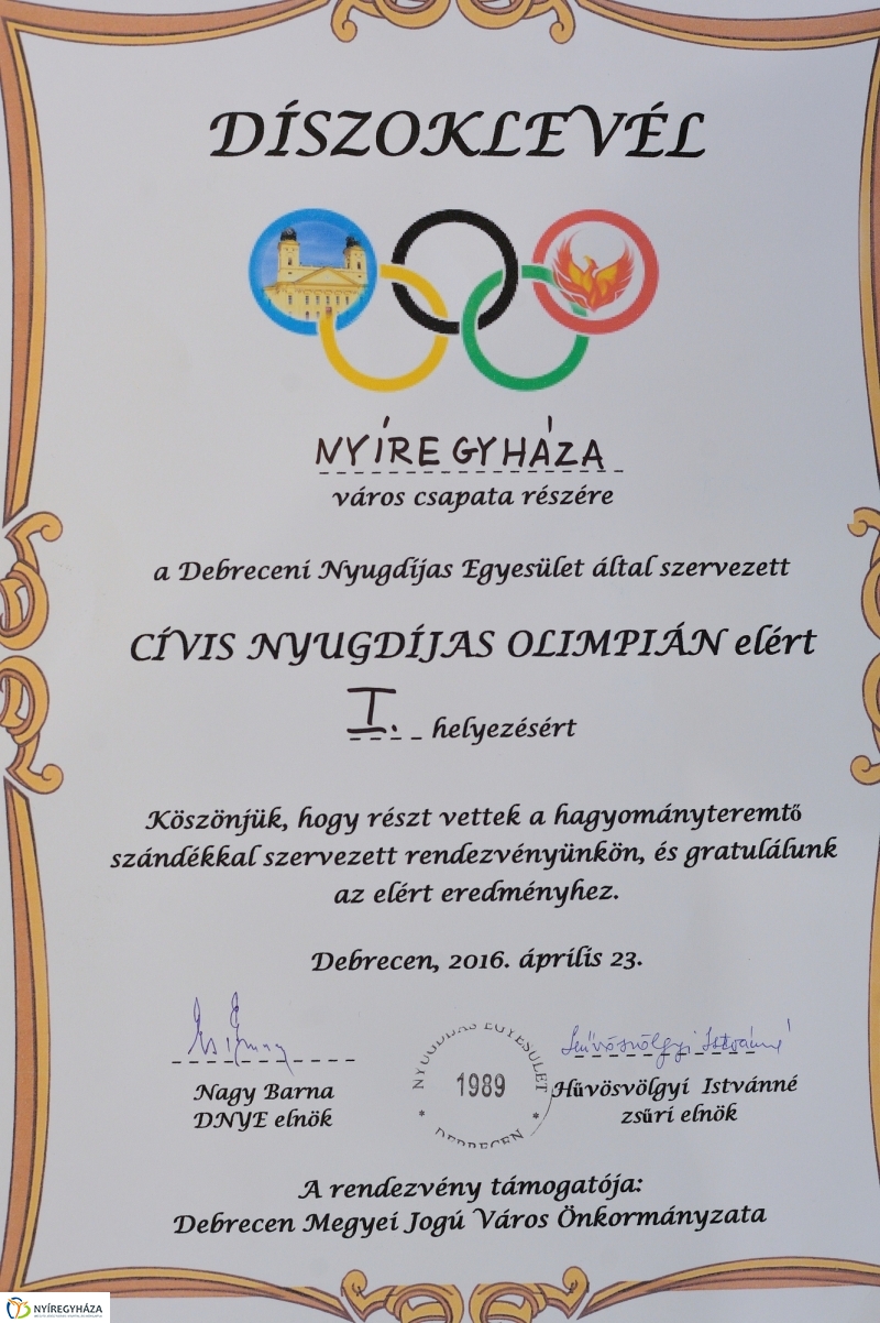 Cívis Nyugdíjas Olimpia I. helyezettjei