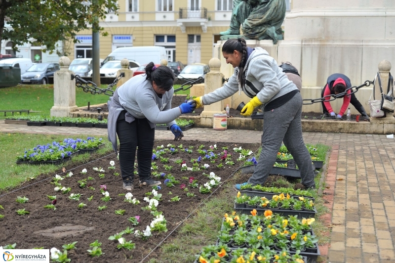 Park gondozás a Hősök terén - fotó Szarka Lajos