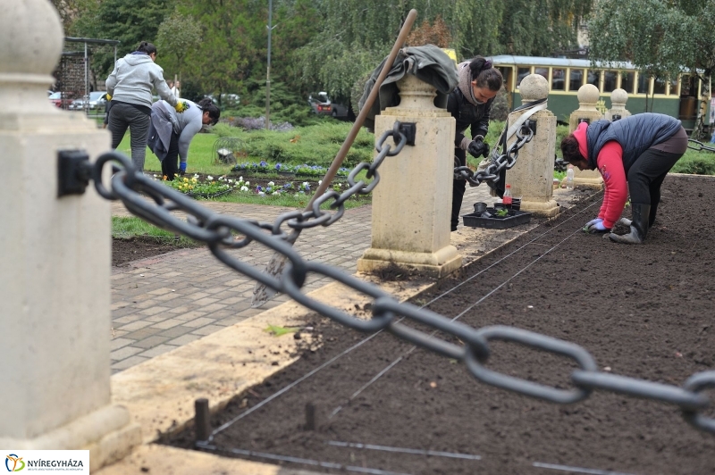 Park gondozás a Hősök terén - fotó Szarka Lajos