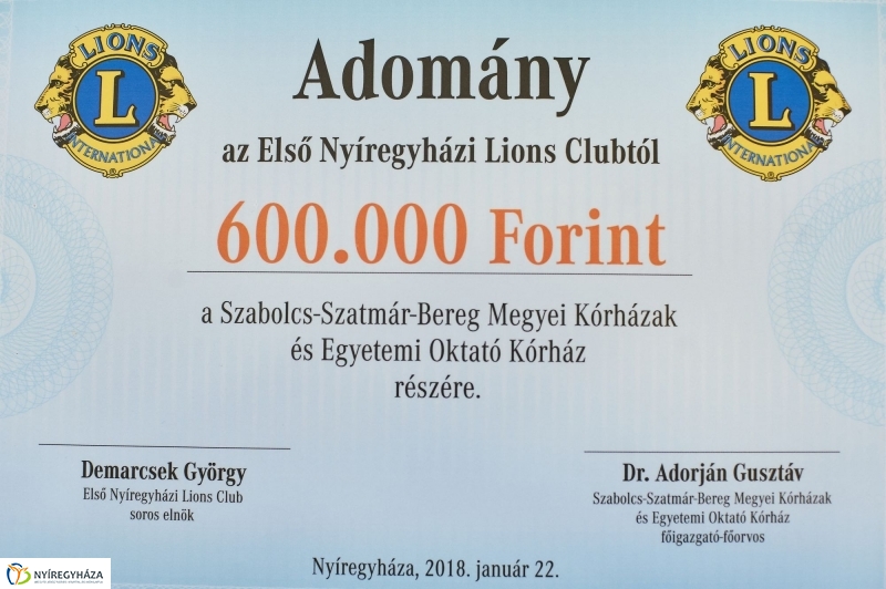 Lions adomány a kórháznak -  fotó Szarka Lajos