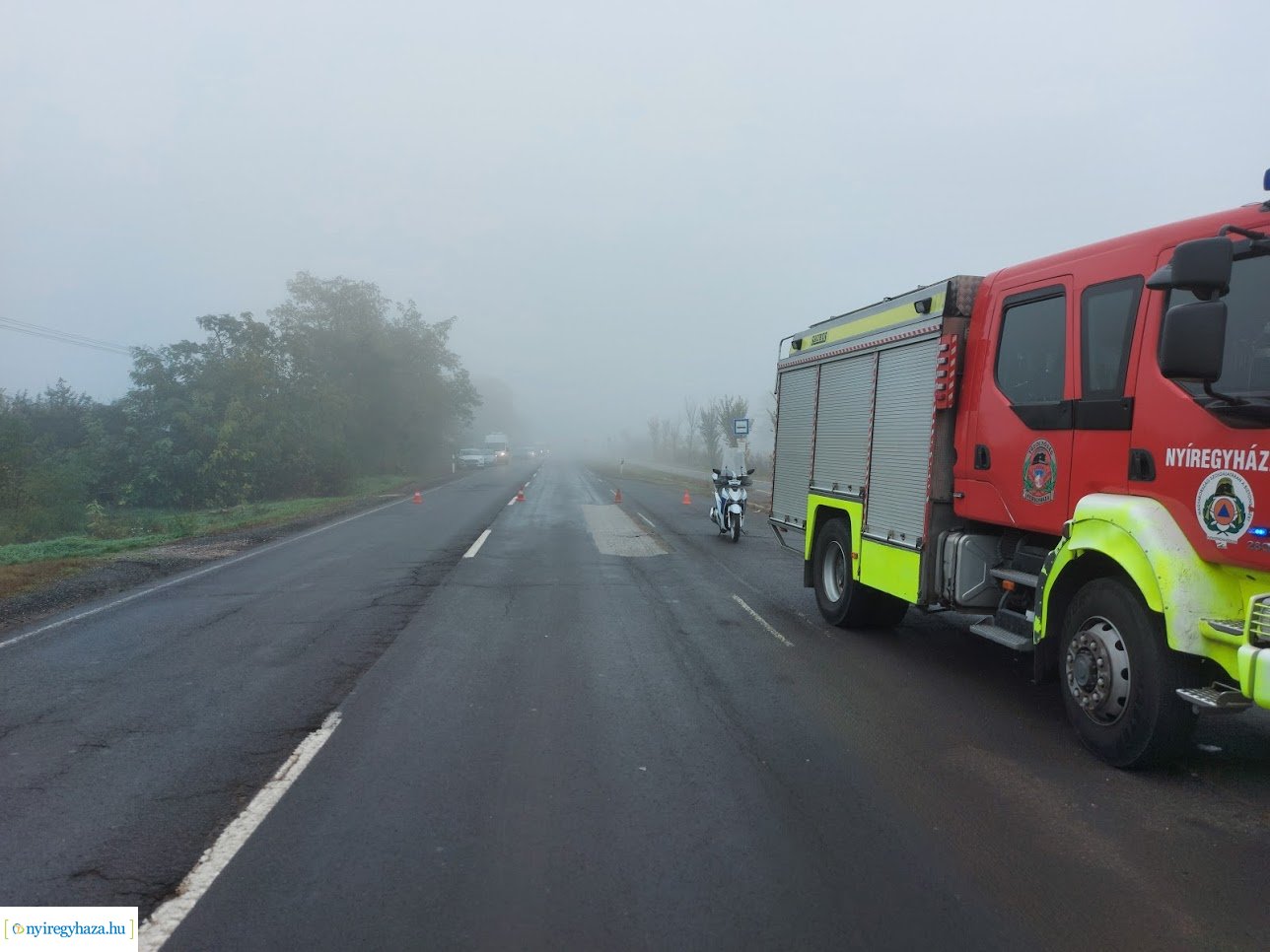 A reggeli ködös időben baleset történt Nyírtelek és Virányos között