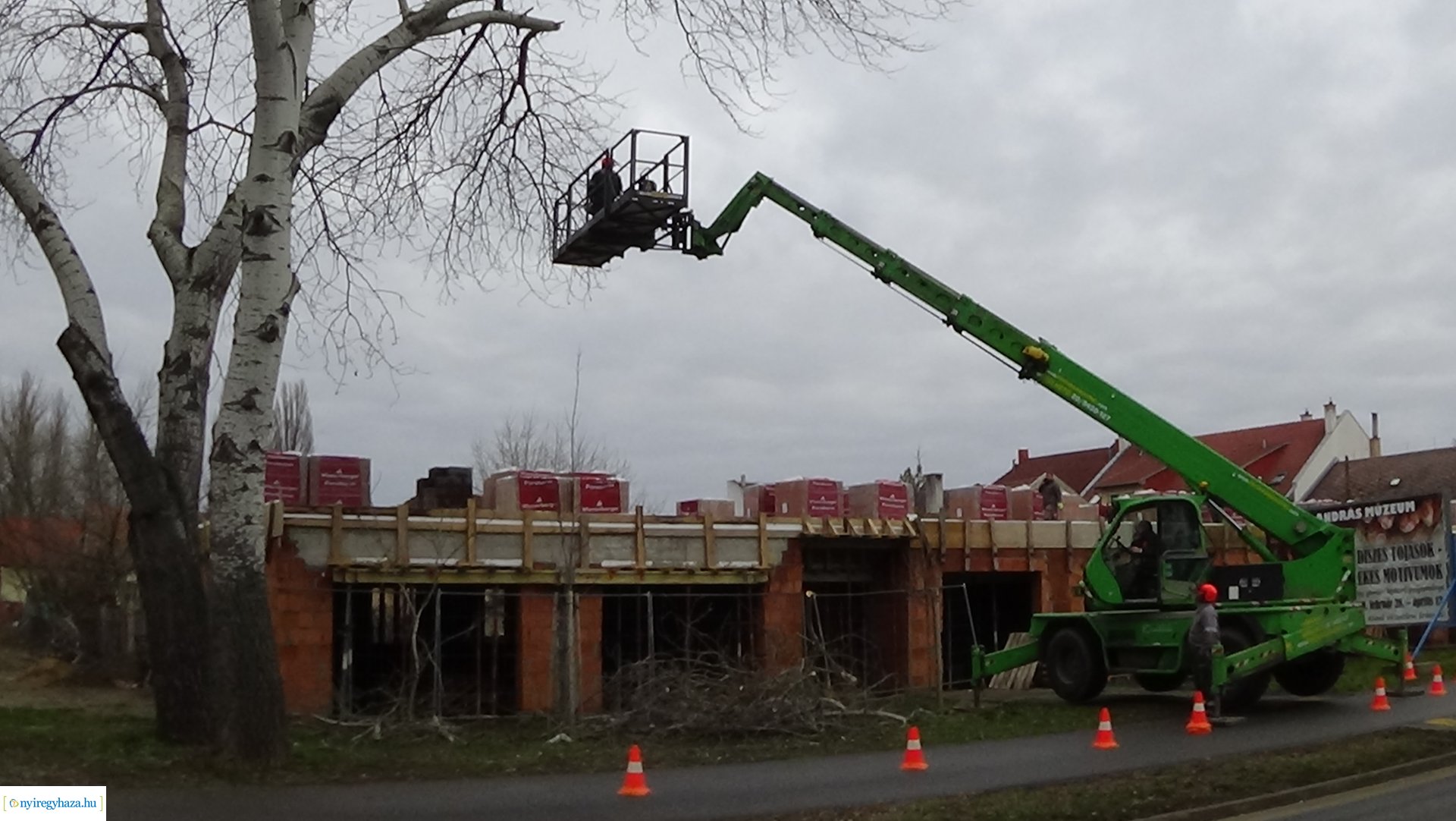 A Szegfű utcán favágási munkálatokat végez a NYÍRVV