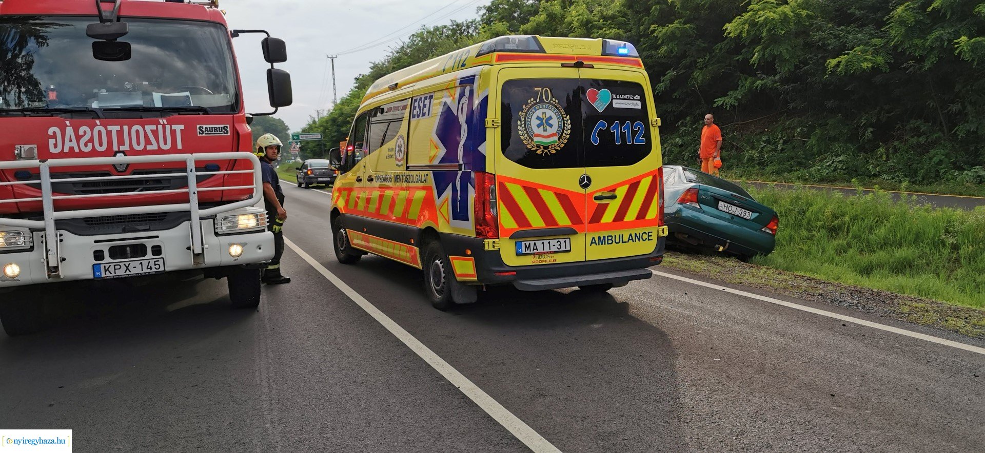 Baleset Kőlapos és Nyírpazony között