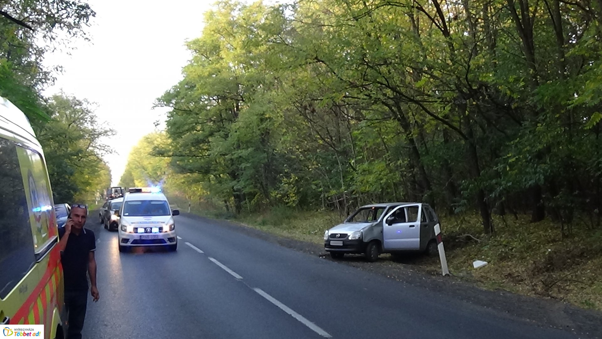 Baleset történt hétfő délután Nagykálló és Nyíregyháza között