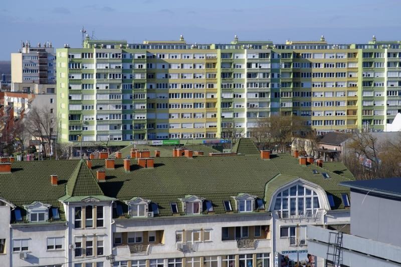Belvárosi madártávlat - Kelet Áruház, Zsinagóga