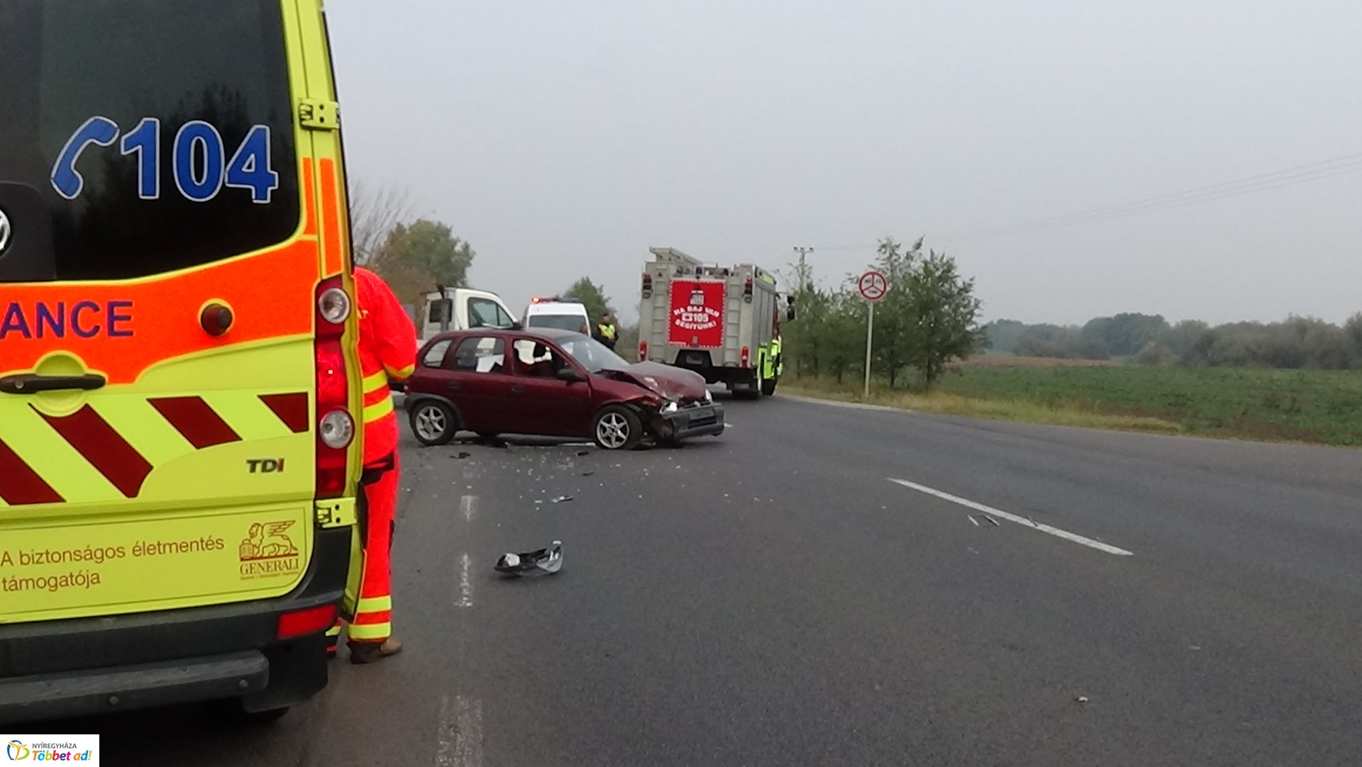 Császárszállásnál történt baleset hétfő délelőtt