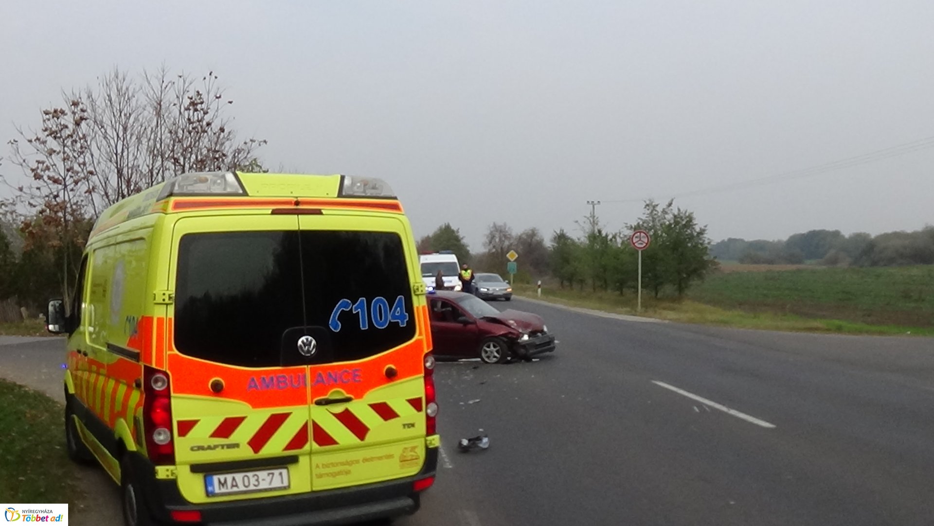 Császárszállásnál történt baleset hétfő délelőtt