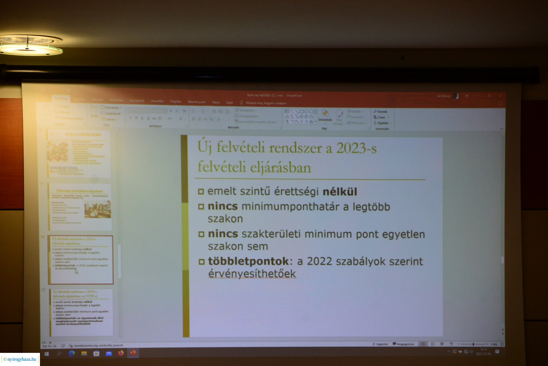 Előzetes felvételi tájékoztató a Nyíregyházi Egyetemen