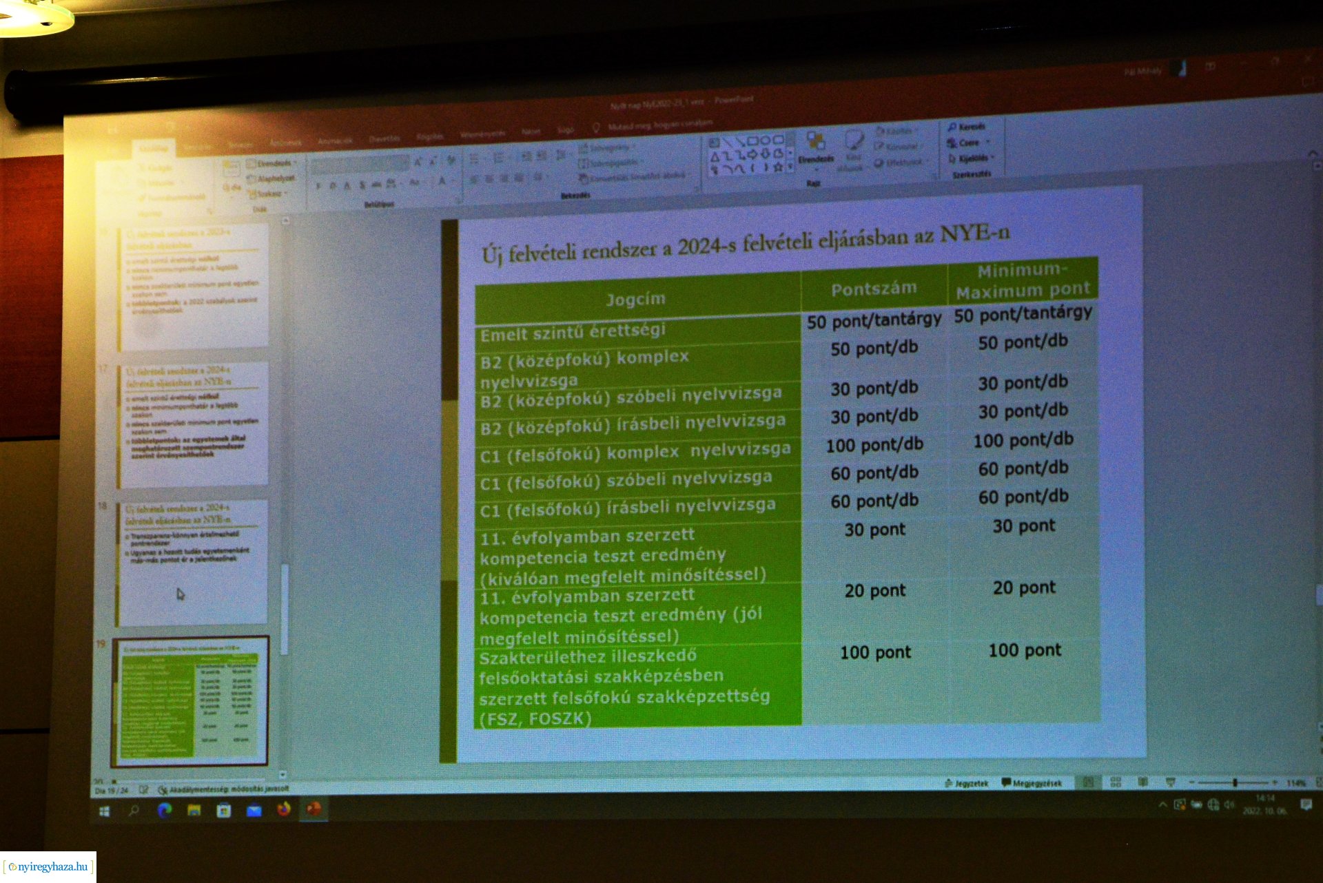 Előzetes felvételi tájékoztató a Nyíregyházi Egyetemen