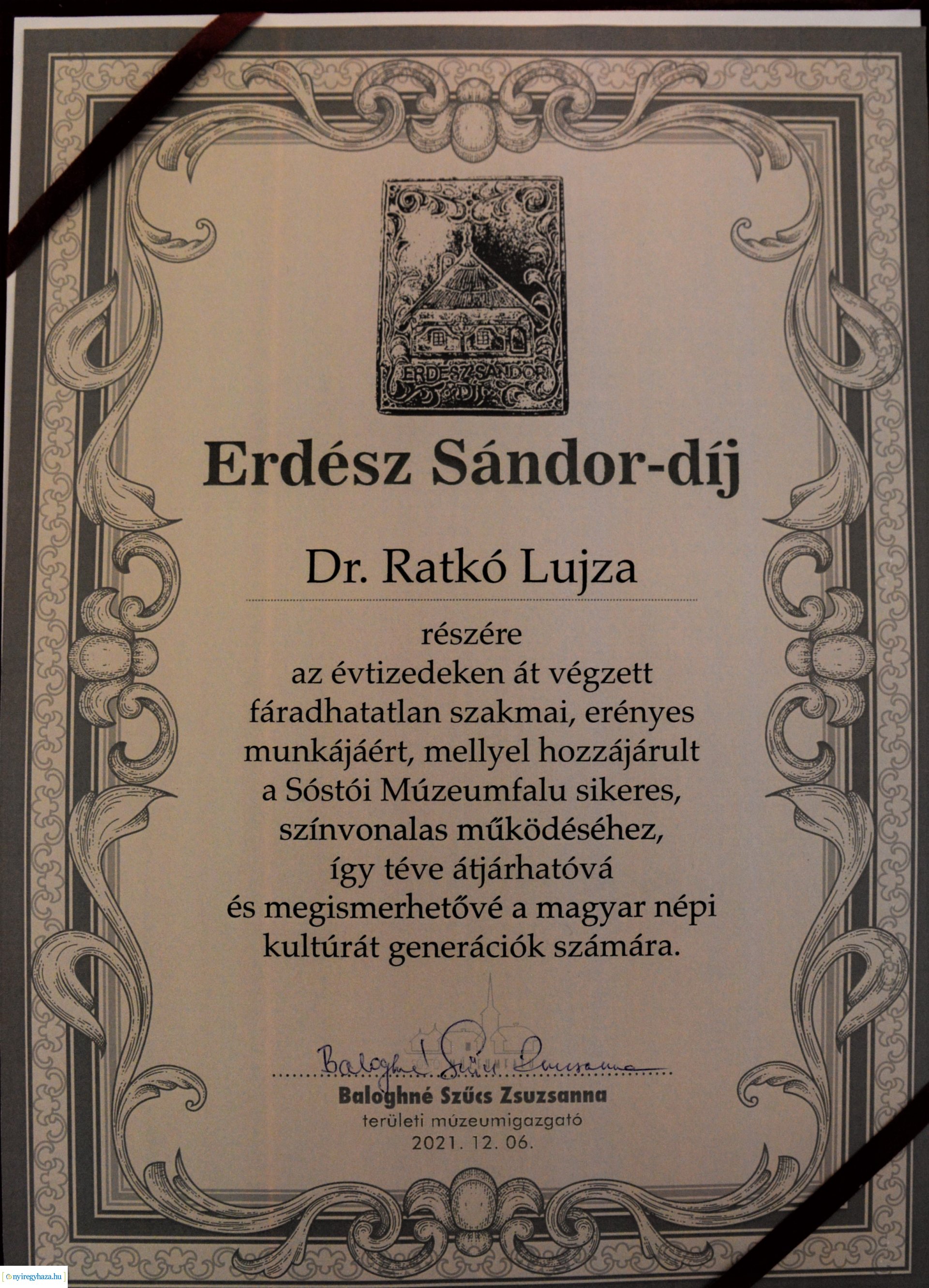 Erdész Sándor-díj átadás - Ratkó Lujza az ez évi kitüntetett