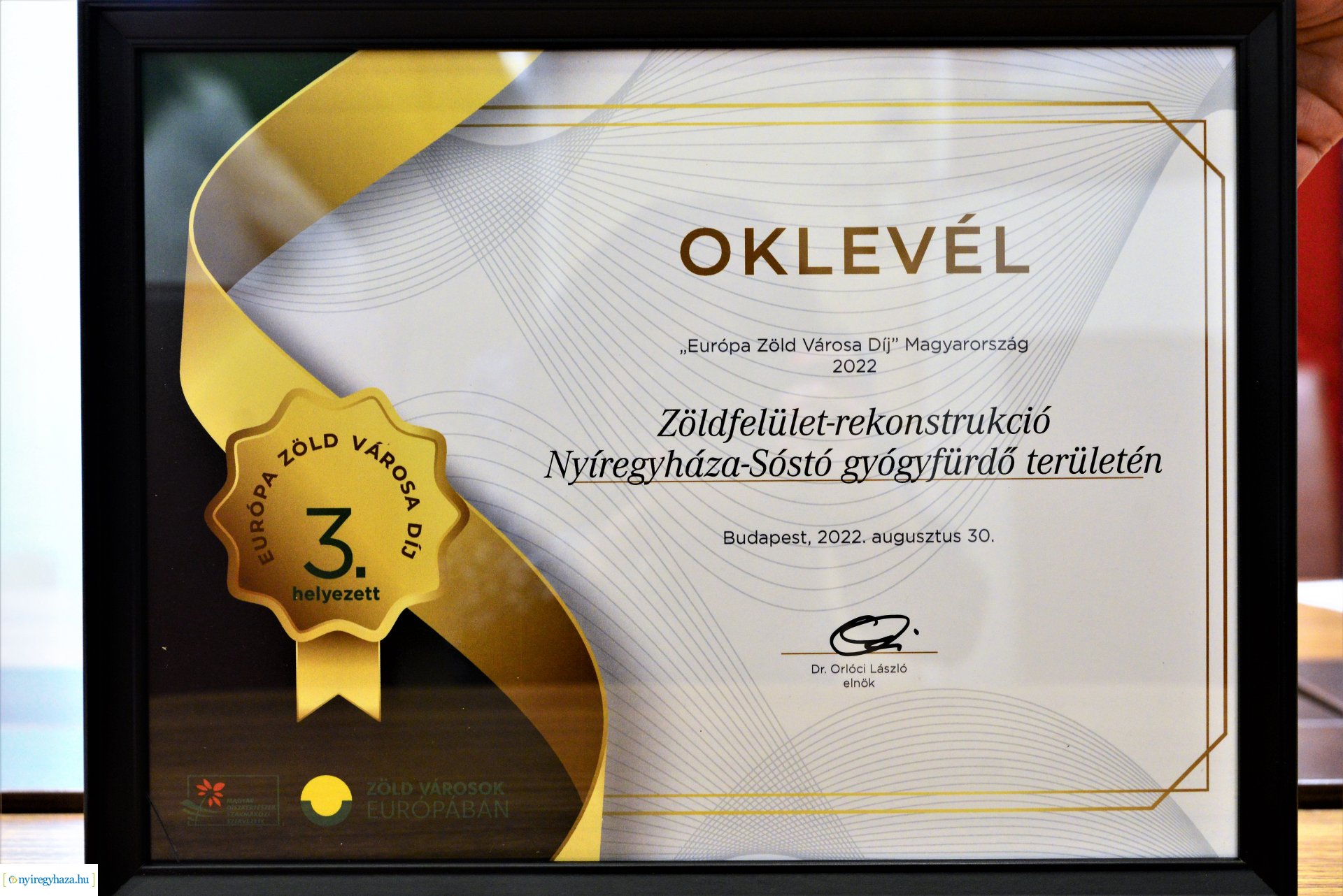 Európa Zöld Városa díjat kapott Nyíregyháza