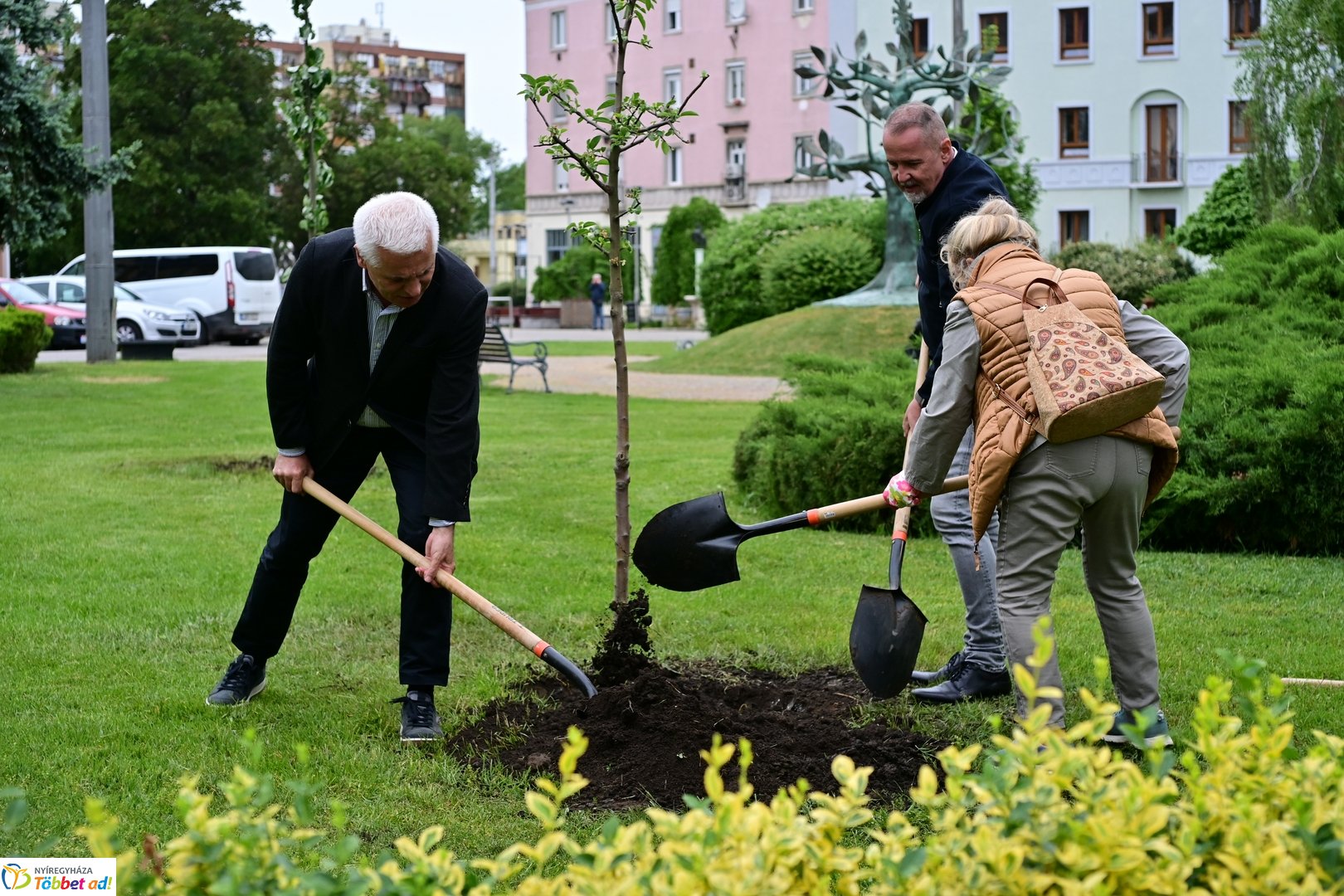 Faültetés a Hősök terén 2025 májusában