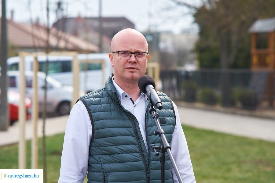 Faültetés a Móricz iskola előtt