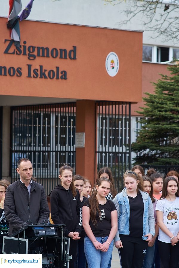 Faültetés a Móricz iskola előtt