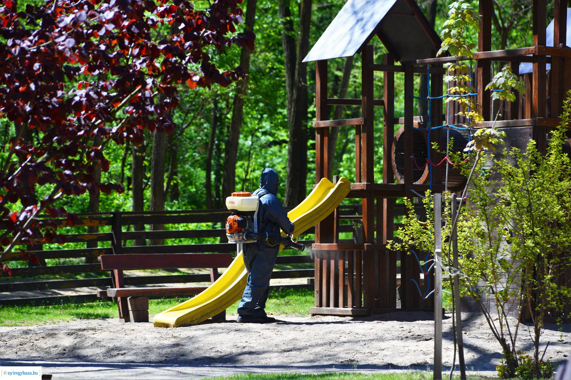 Fertőtlenítés az Erdei Tornapályán