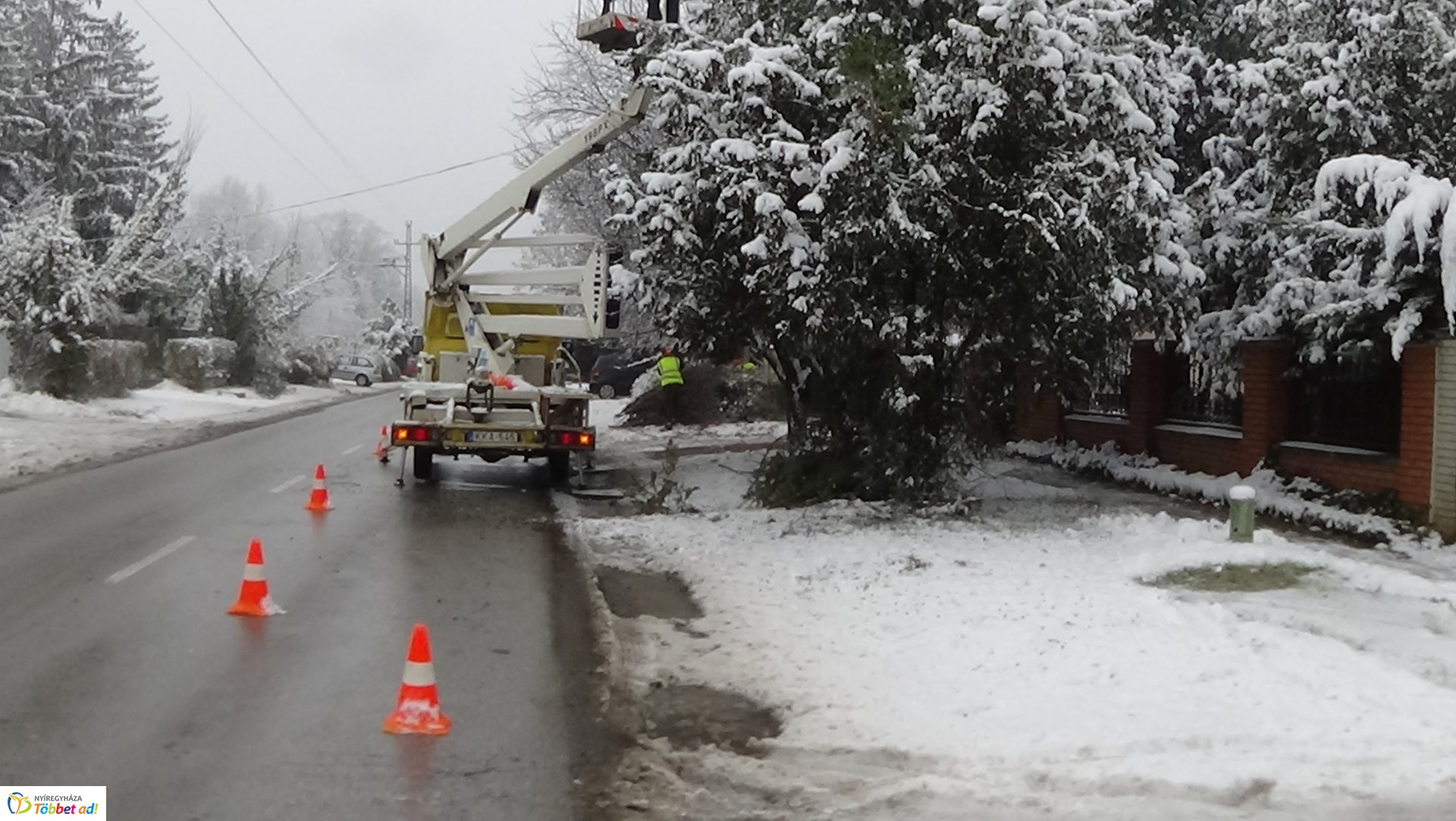 Légvezetékekbe érő gallyakat távolítottak el a Kótaji úton