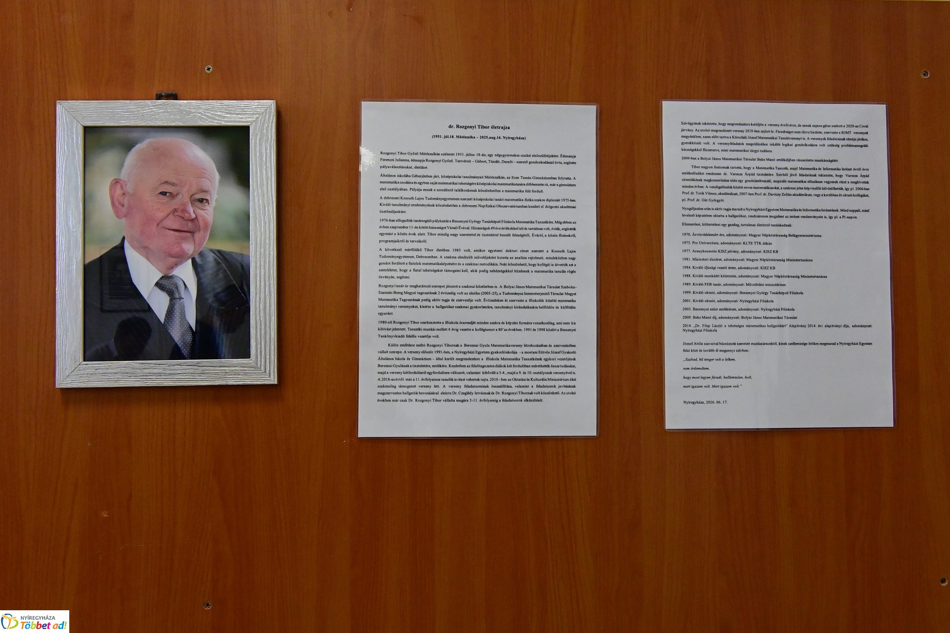 Matematika szaktanterem névadó a Nyíregyházi Egyetemen
