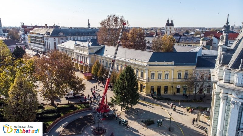 Megérkezett a karácsonyfa a Kossuth térre