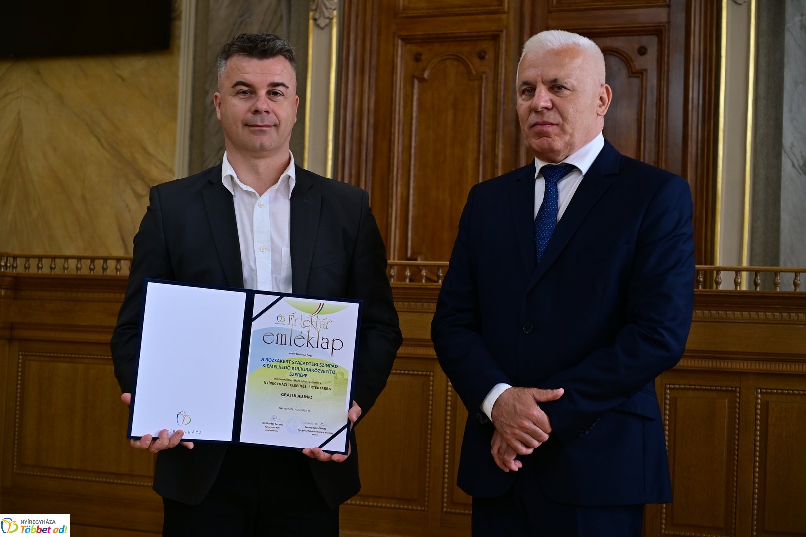Nyíregyházi Települési Értéktár emléklapjainak az átadása 2026 májusában
