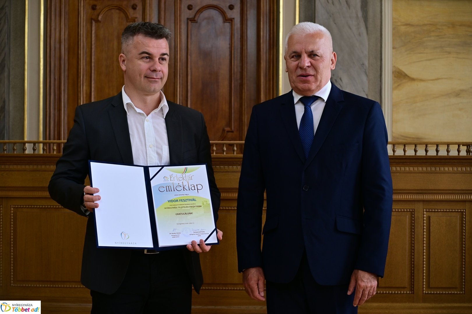 Nyíregyházi Települési Értéktár emléklapjainak az átadása 2026 májusában