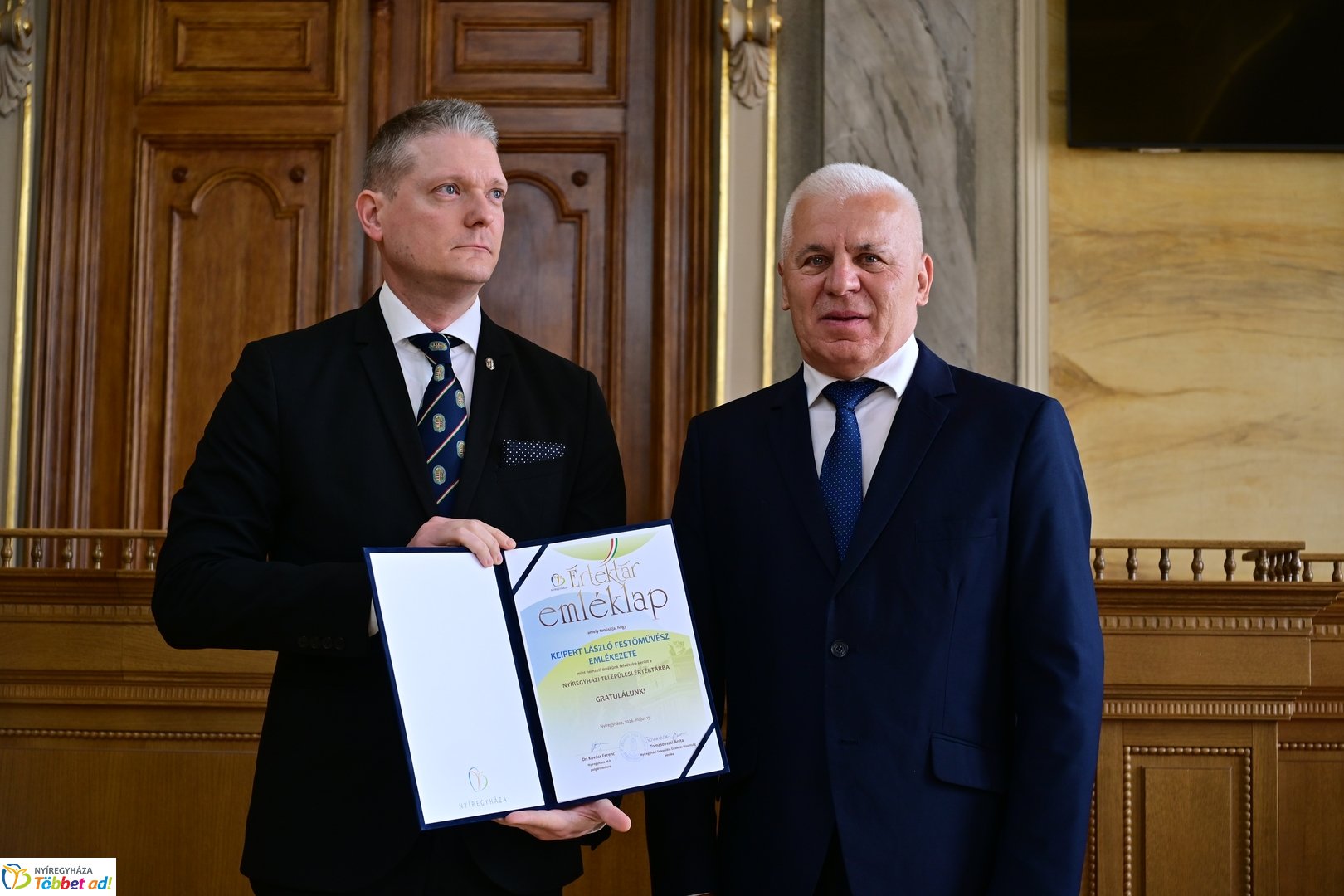 Nyíregyházi Települési Értéktár emléklapjainak az átadása 2026 májusában