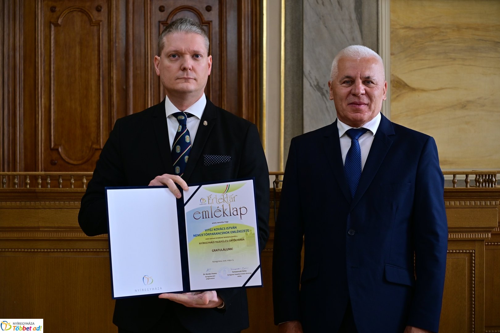 Nyíregyházi Települési Értéktár emléklapjainak az átadása 2026 májusában