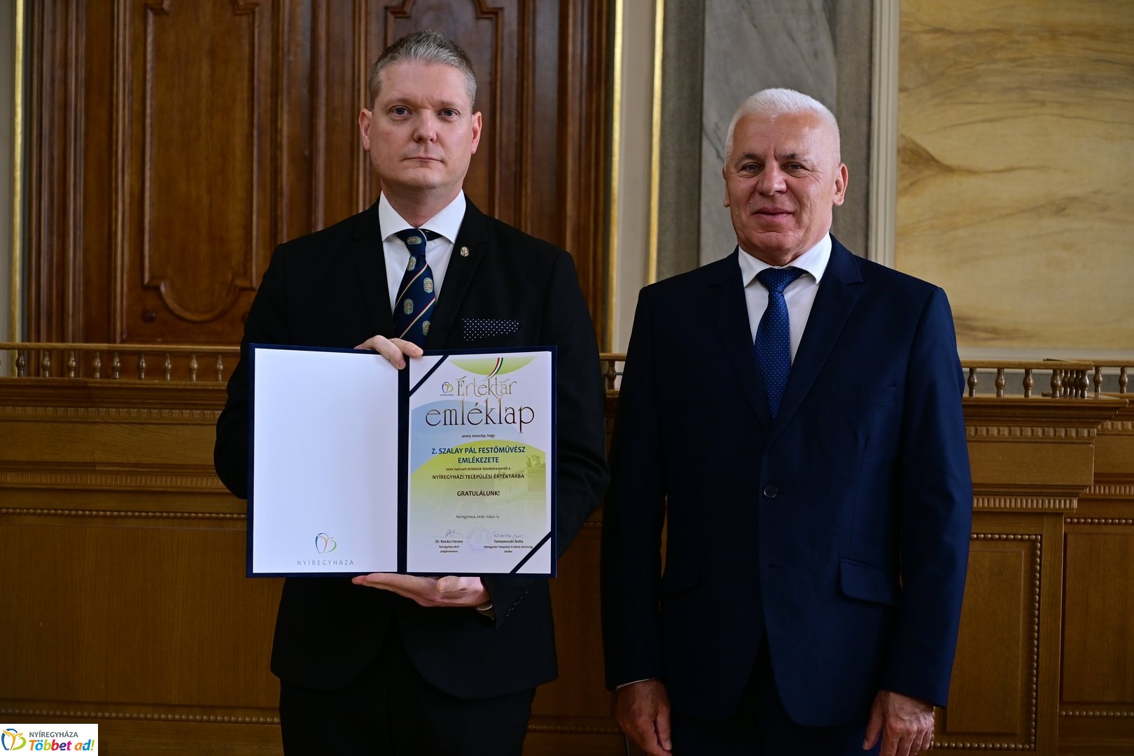 Nyíregyházi Települési Értéktár emléklapjainak az átadása 2026 májusában