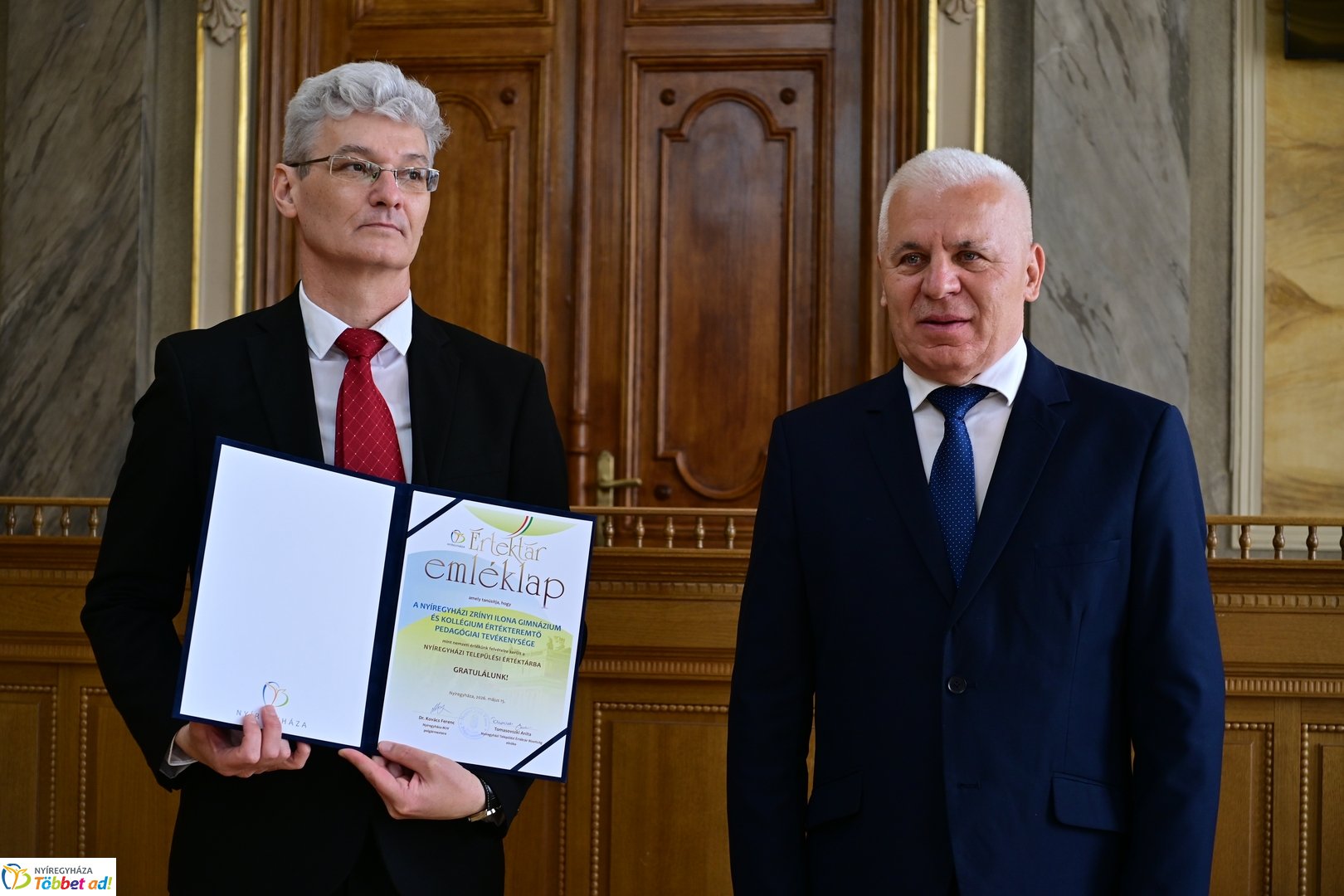 Nyíregyházi Települési Értéktár emléklapjainak az átadása 2026 májusában