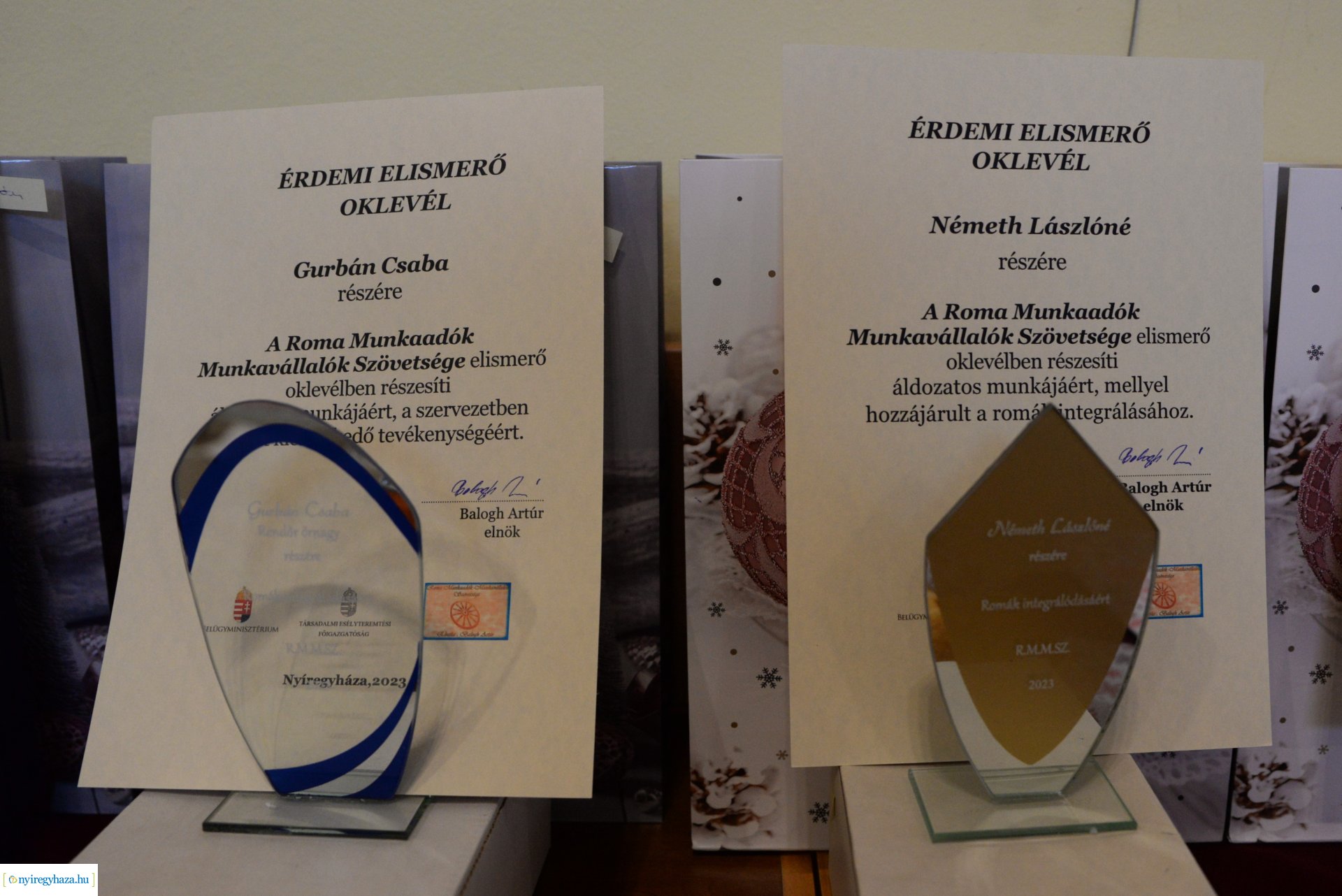 Roma Munkaadók és Munkavállalók Szövetségének díjátadója