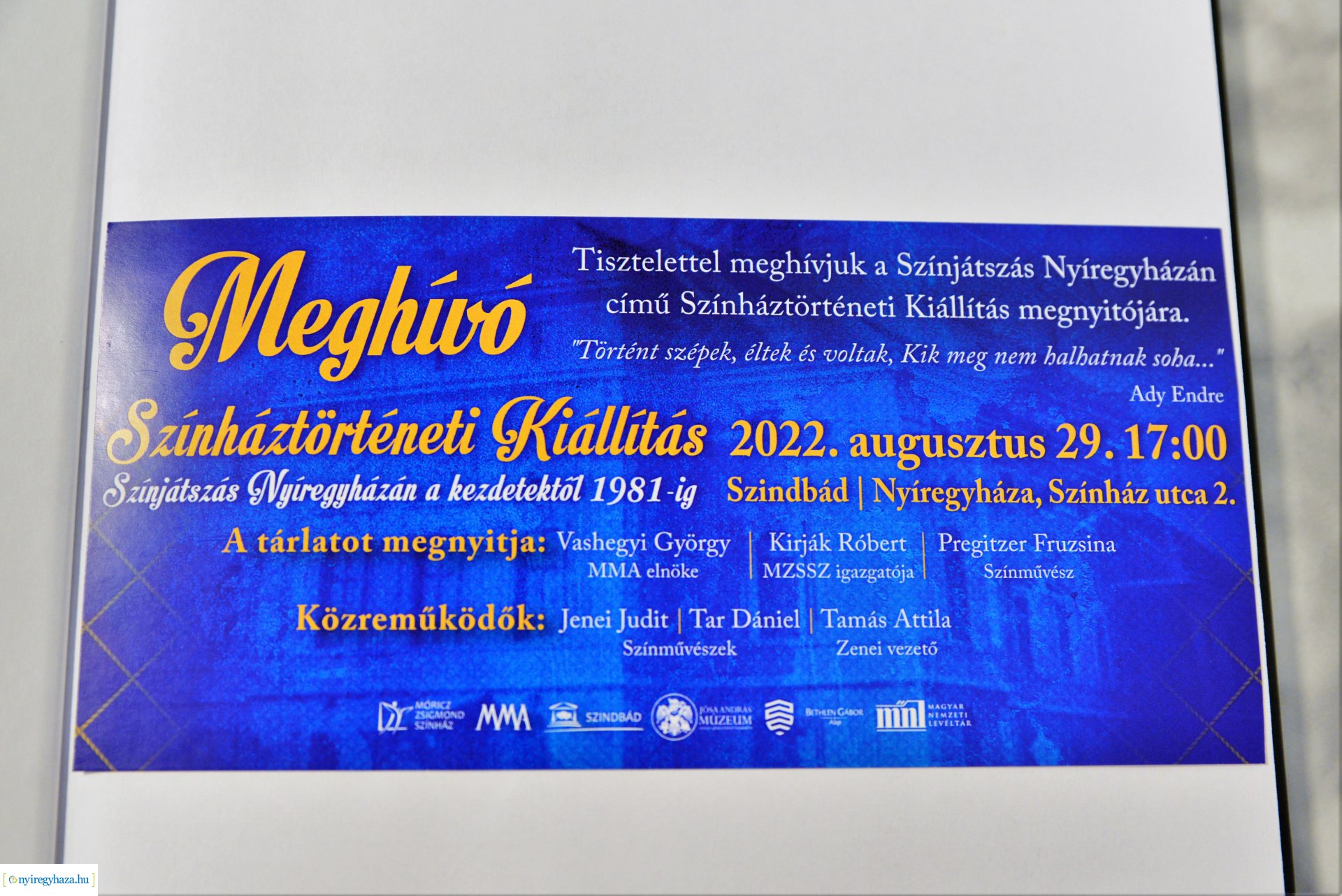 Színháztörténeti kiállítás a Színdbád-ban