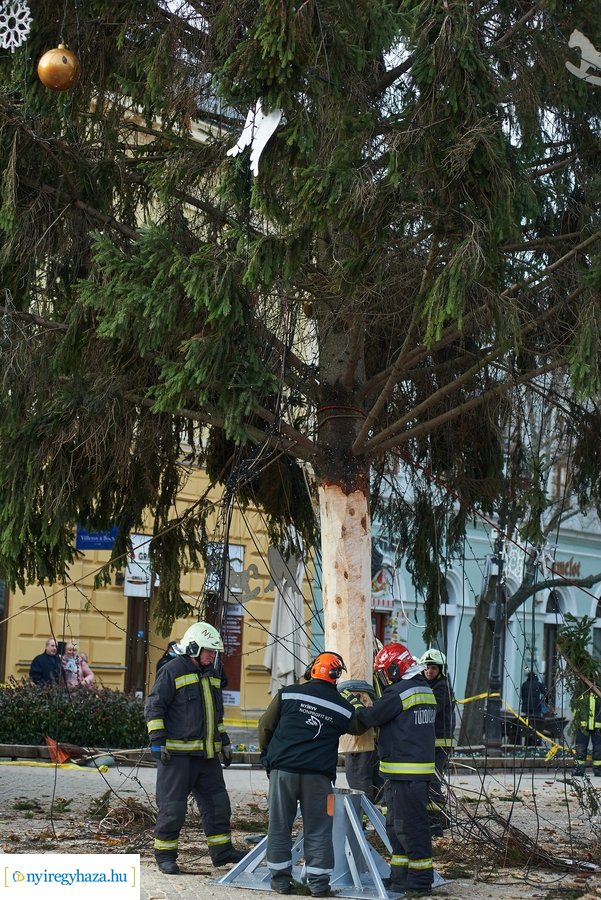 Újra a helyén a karácsonyfa