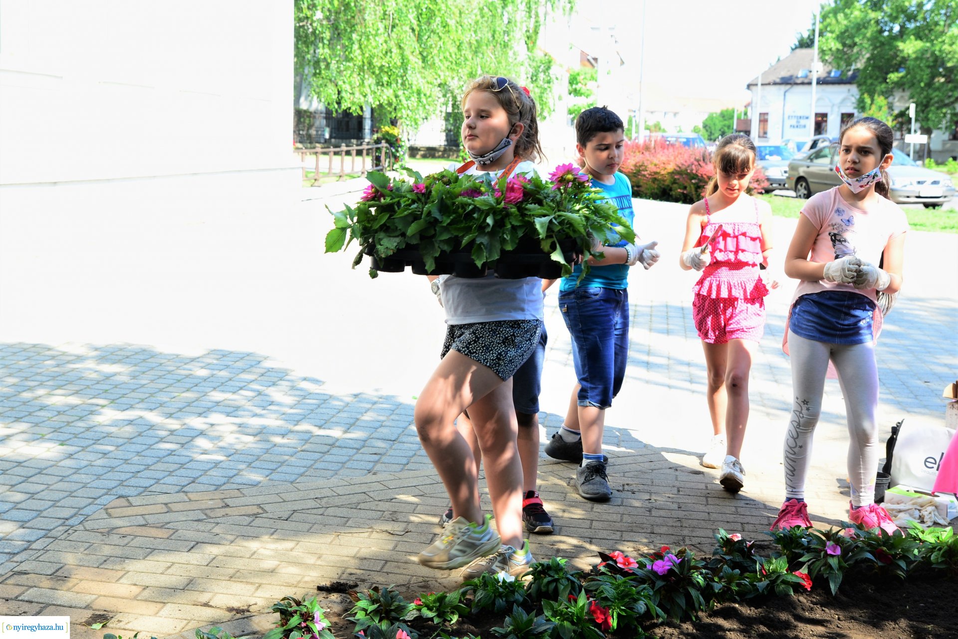 Virágültetés a belvárosban az ÖKOSULI program keretében