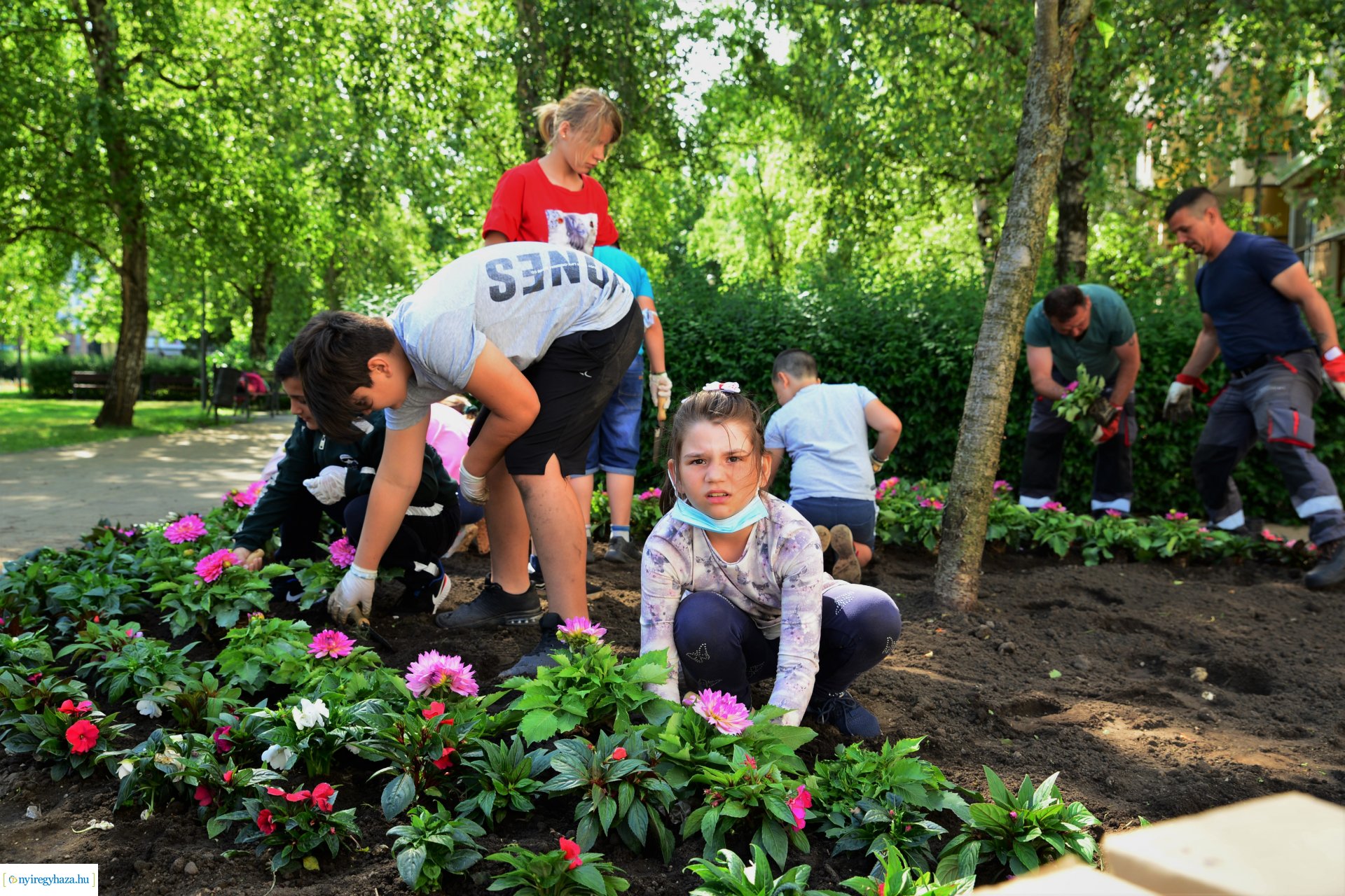 Virágültetés a belvárosban az ÖKOSULI program keretében