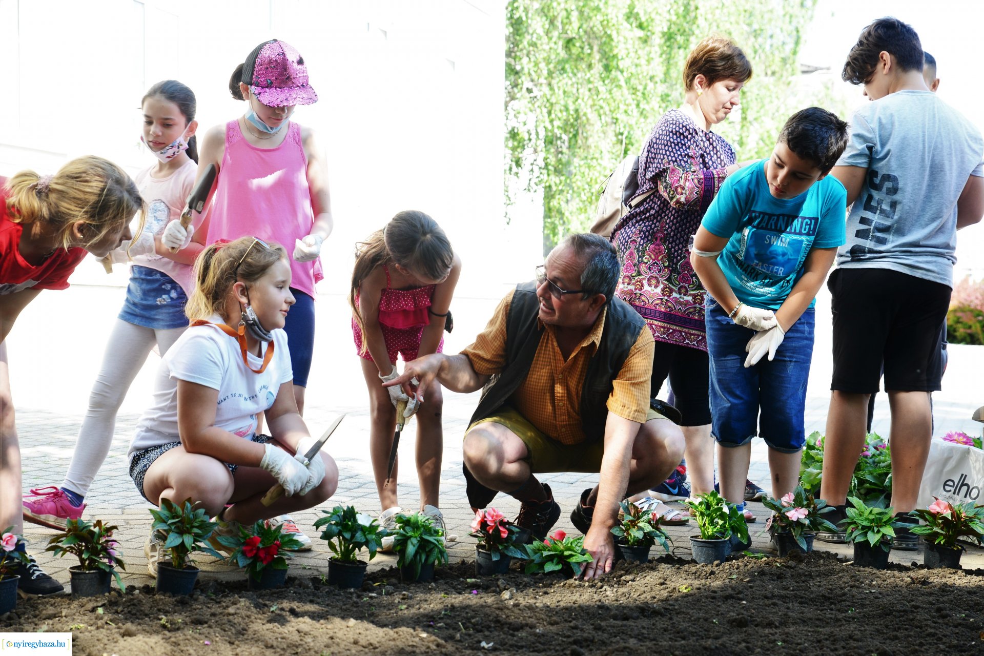 Virágültetés a belvárosban az ÖKOSULI program keretében