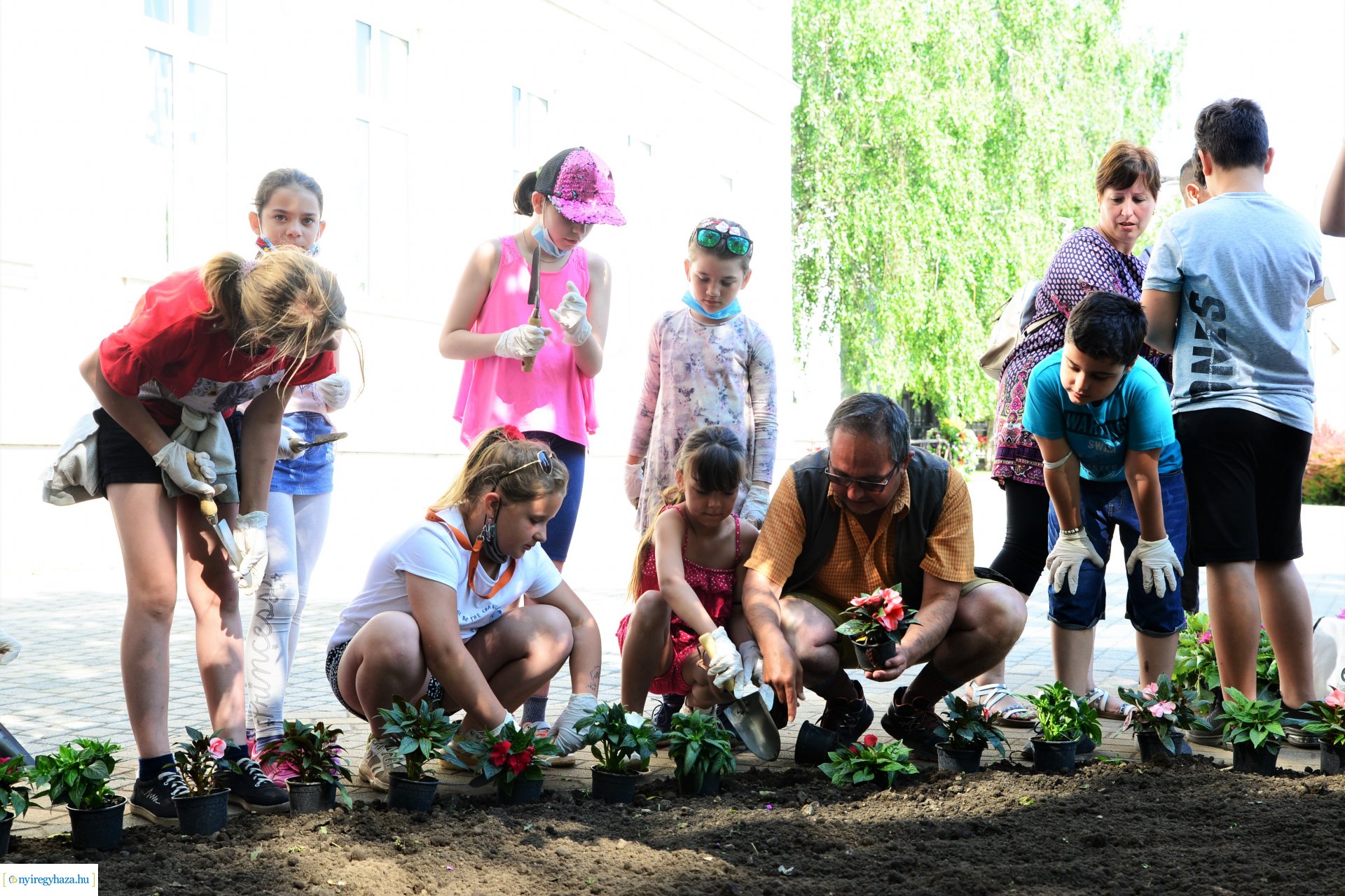 Virágültetés a belvárosban az ÖKOSULI program keretében