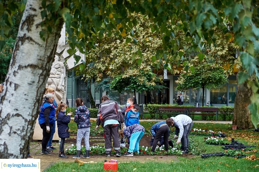 Virágültetés az Országzászló téren - 20201012