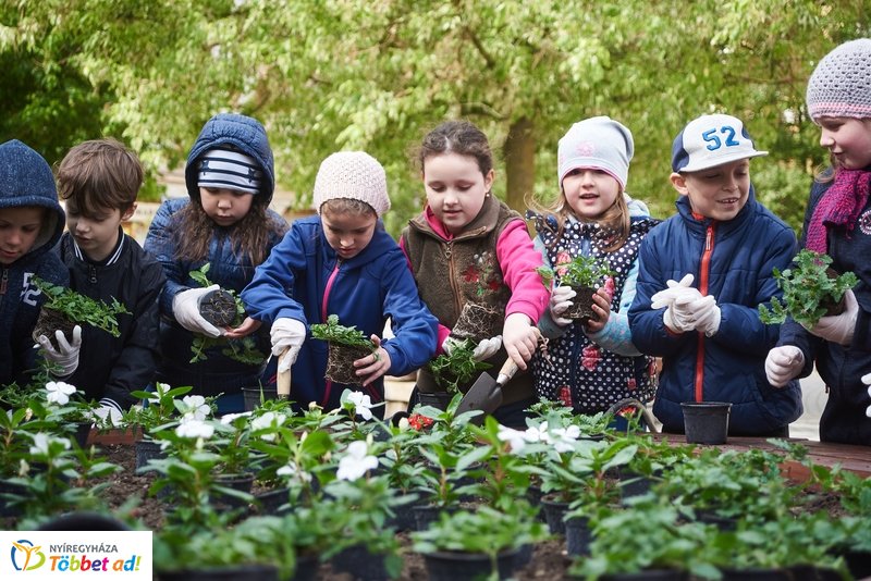 Virágültetés iskolásokkal