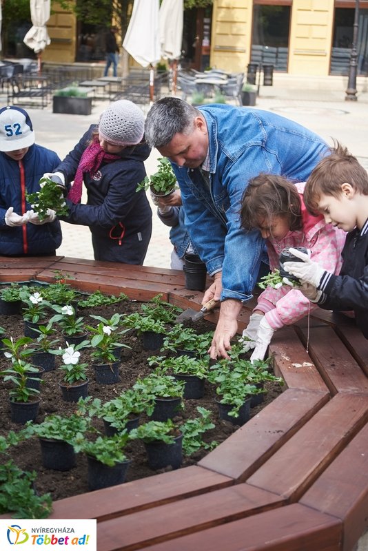 Virágültetés iskolásokkal