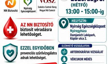 Ingyenes egészségügyi szűrővizsgálatok és véradás Nyíregyházán – prevenciós délután a Nyírség Egészségközpontban