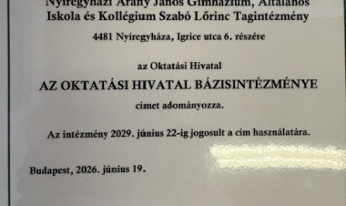 Rangos elismerés Sóstóhegyen – Az Oktatási Hivatal Bázisintézménye lett a Szabó Ökoiskola